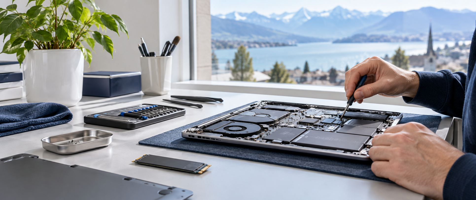 Notebook-Reparatur in der Emodata-Werkstatt in Kloten